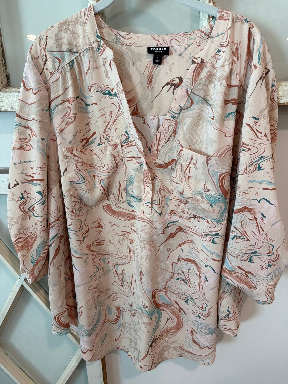 Torrid size 1 1X Harper popover blouse top shirt
